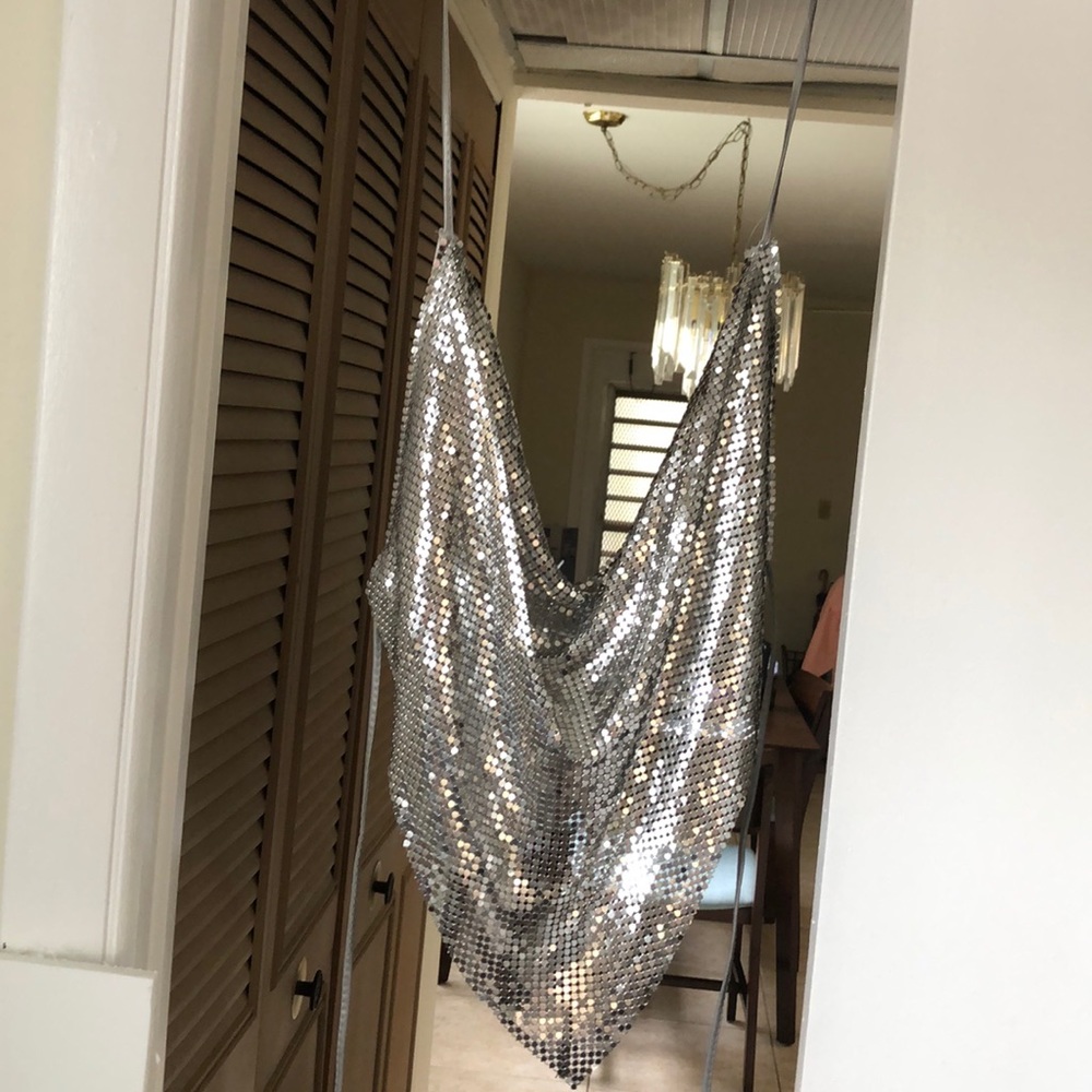 Silver , sequin Halter top
